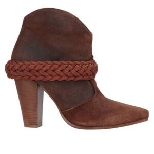 Golden Goose Brown Suede Heeled Mules with Braided Strap